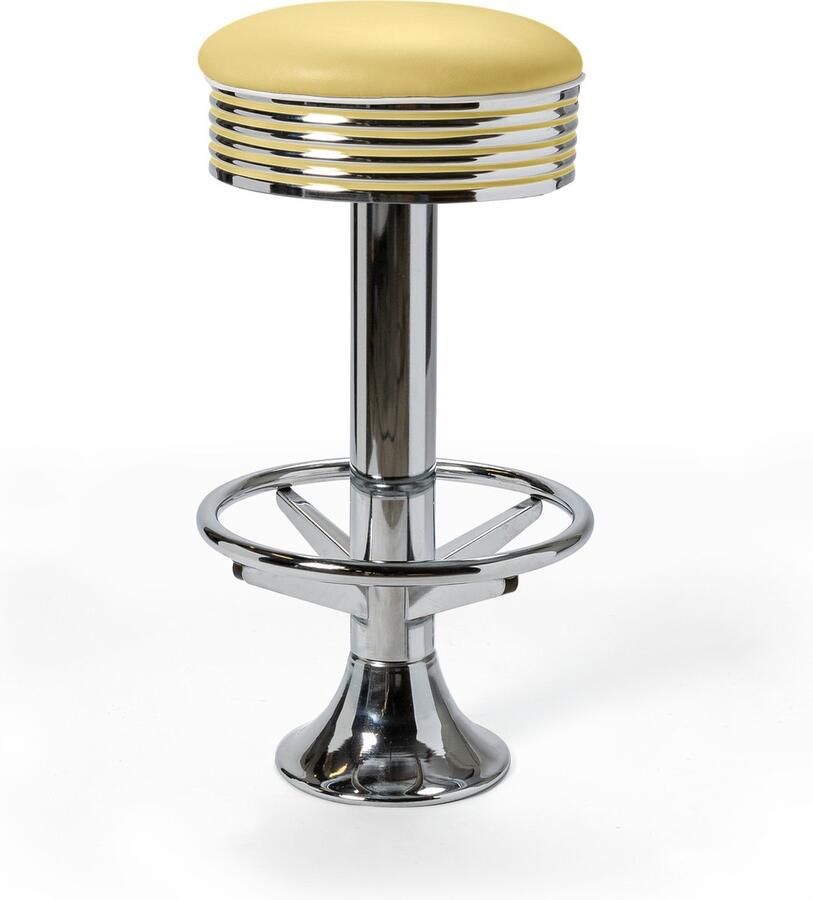 Bel Air Retro Barkruk BS-27 Footring Geel