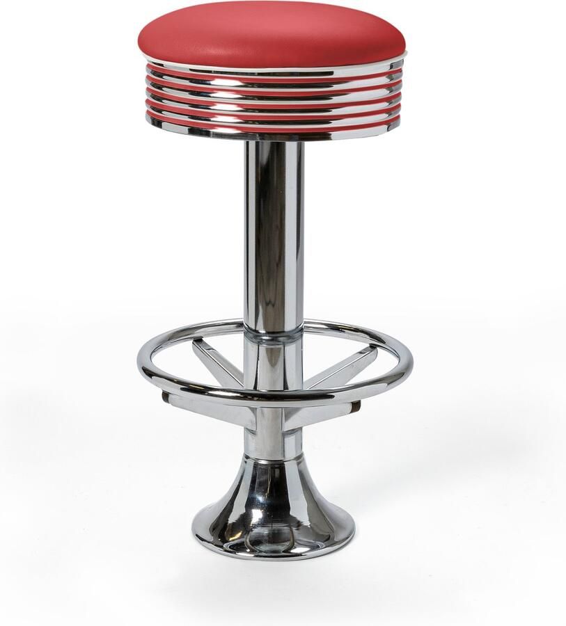 Bel Air Retro Barkruk BS-27 Footring Rood