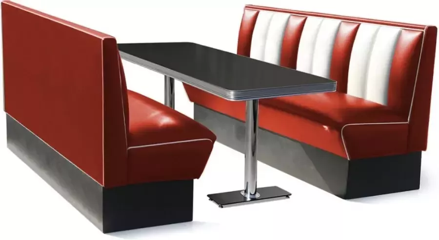 Bel Air Classic Diner Retro Set 2 x Bank 180 cm en tafel
