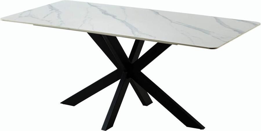 BELFURN eetkamertafel Carrara 180x90 cm in witte keramiek