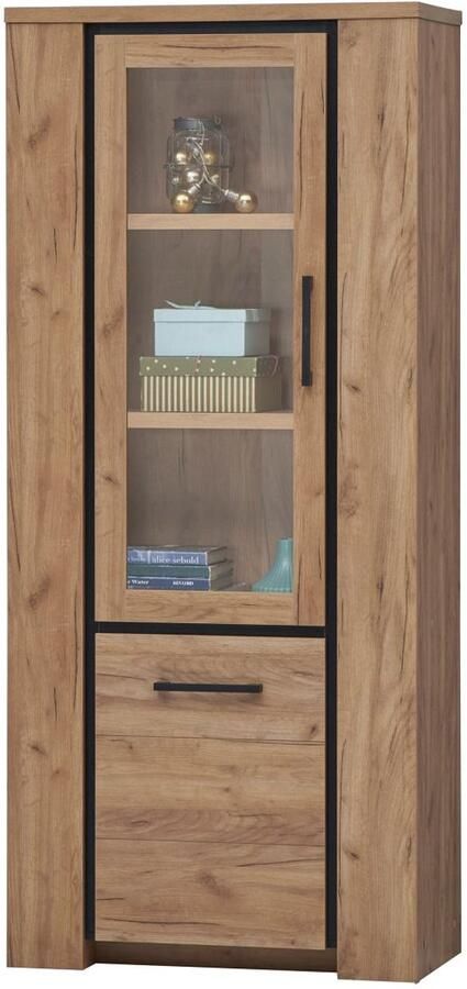 BELFURN Kolomkast glasdeur Elio in franse eik