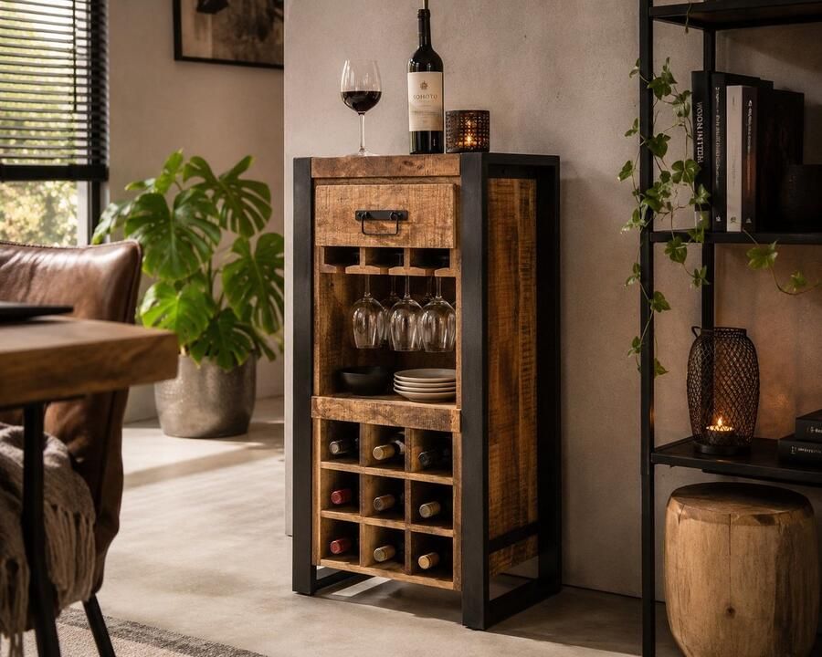Meubelplaats Fineliving Wijnrek Sohoto Massief mangohout - Foto 2