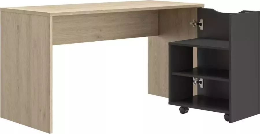 BELFURN Bureau met ladeblok ALBANE bruin zwart