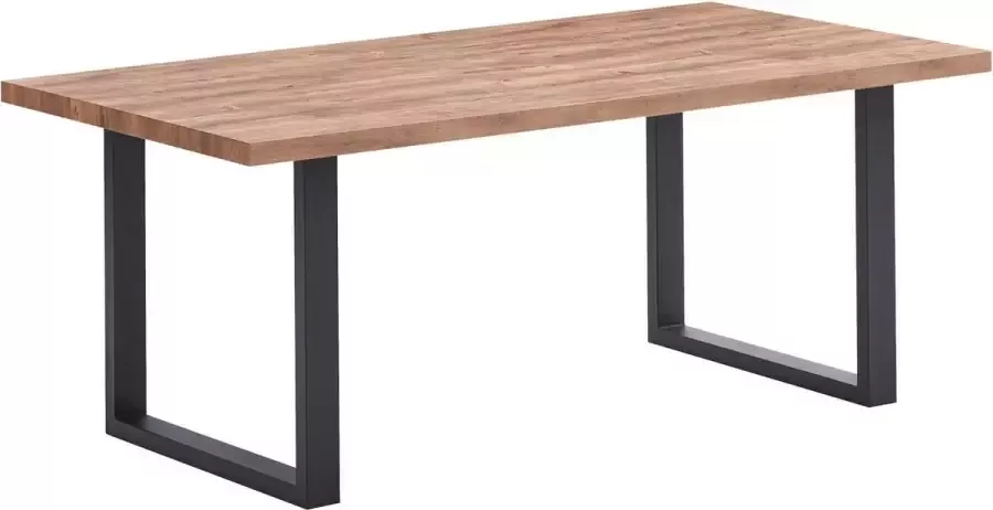 BELFURN Eetkamertafel 220x95cm etienne in mango decor met U-poot in zwart metaal