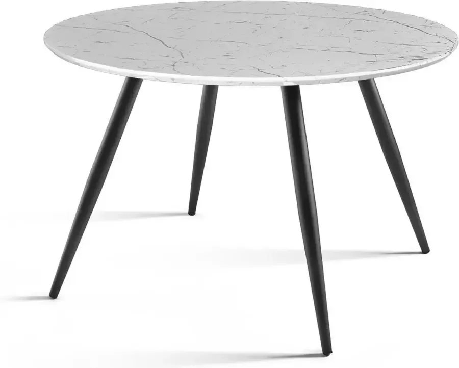 BELFURN Eetkamertafel rond 120 cm rhodos imitatie-marmer wit