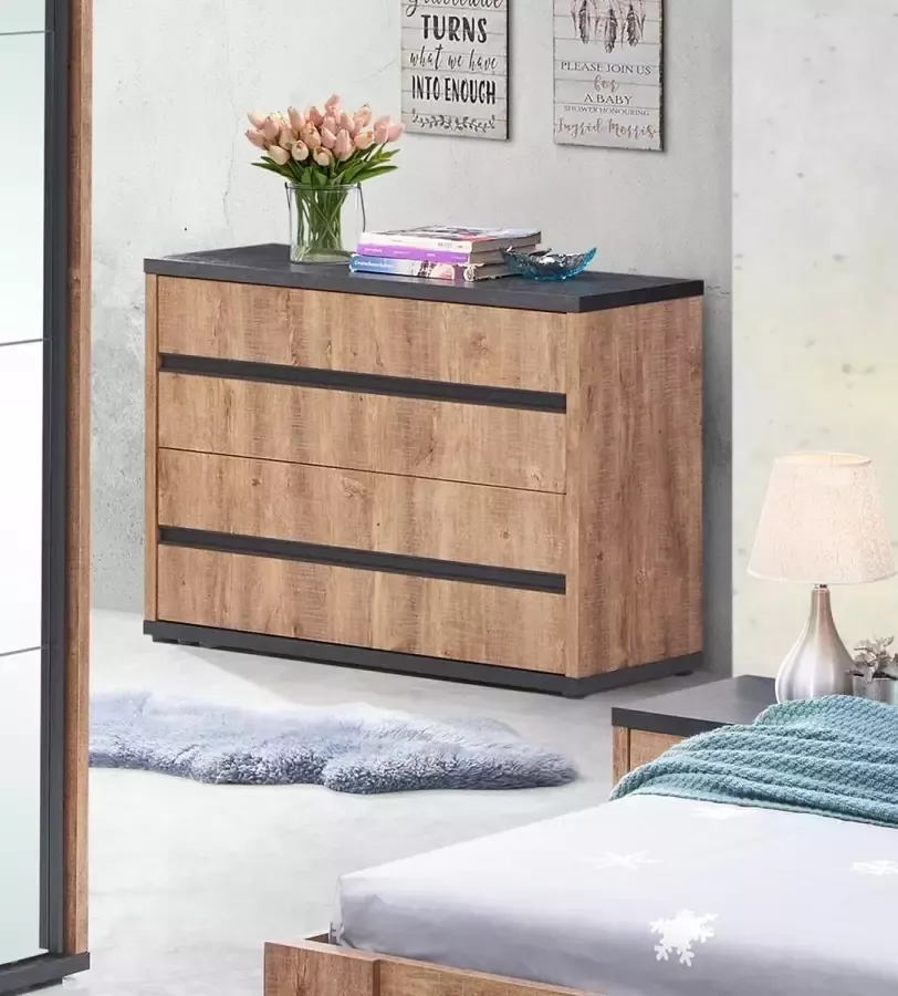 BELFURN elsa Commode ladekast met 2 laden decor mango hout