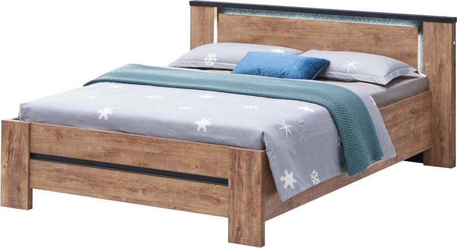 BELFURN Elsa tweepersoonsbed 160x200cm decor mango hout en led verlichting