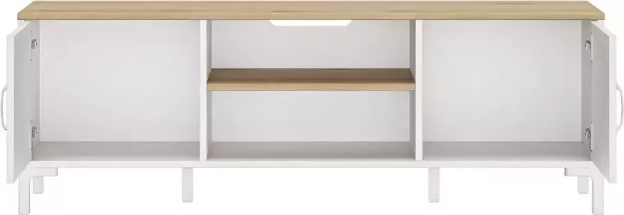 BELFURN -Manchester tv meubel 136cm 2 deuren kleur wit met helvezia eik