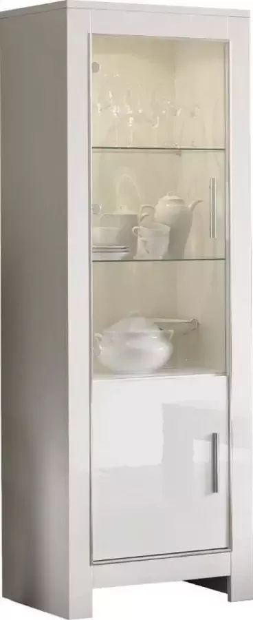Favorie Modena vitrine- glaskast 1 deurs kolon in witte hoogglanslak - Foto 2