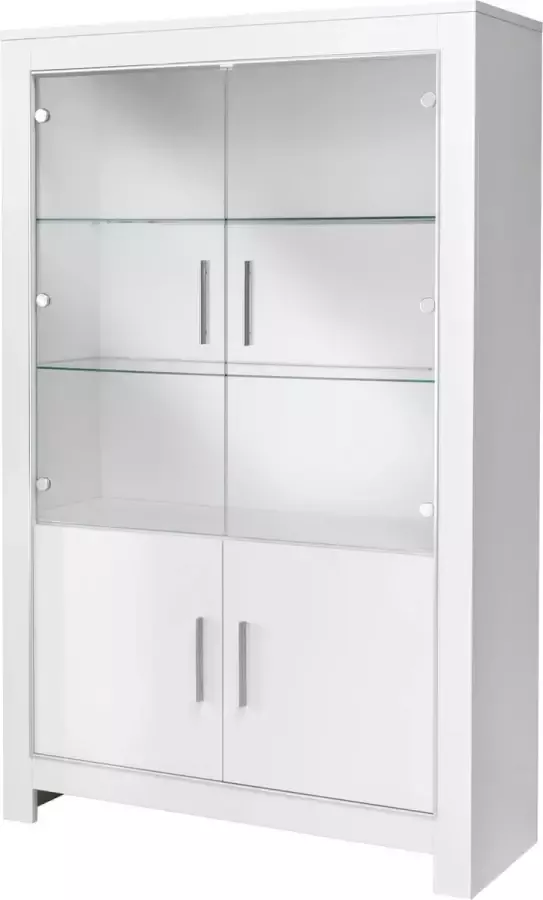 BELFURN Modena vitrine- glaskast 2 deurs in zwart en witte hoogglanslak