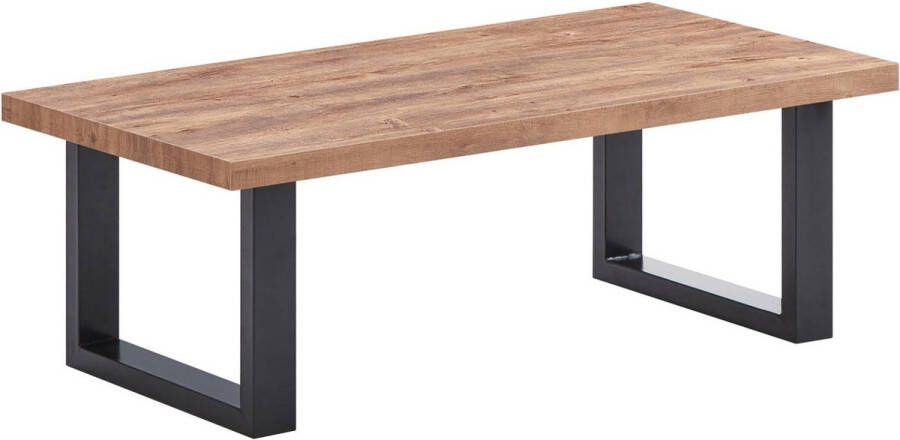 BELFURN salontafel Nestor in mango decor met U-poot in zwart metaal