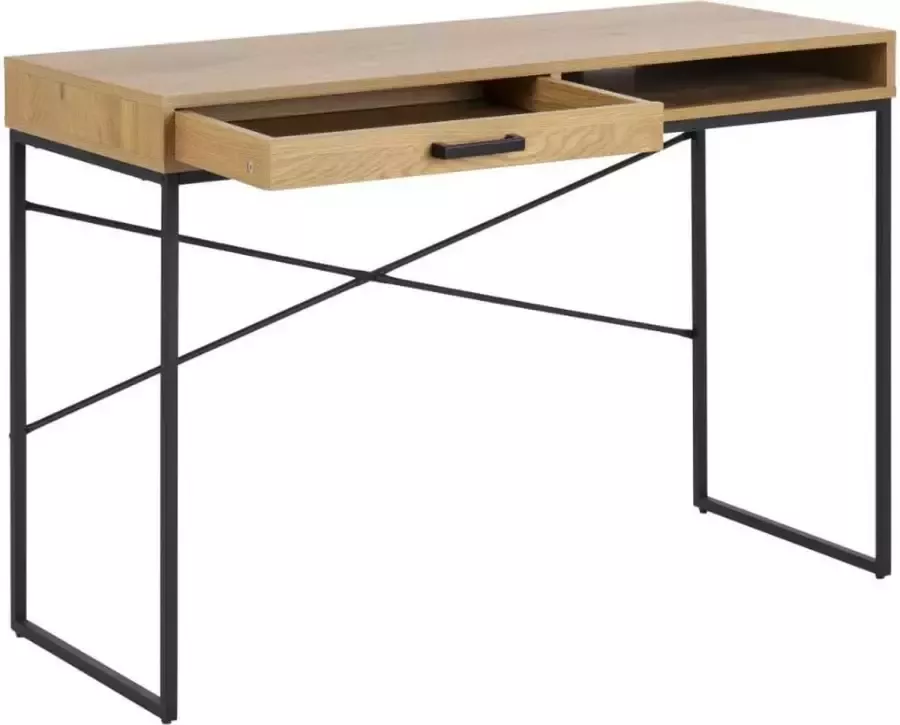 BELFURN -Sami scandinavisch bureau in melamine wilde eik met een lade en een open vak