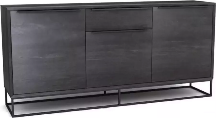 BELFURN Toulon dressoir 180 cm zwart gelakt mangohout op metalen kader