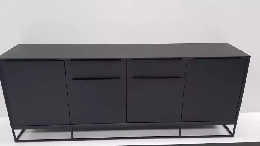 BELFURN Toulon dressoir 215 cm zwart gelakt mangohout op metalen kader