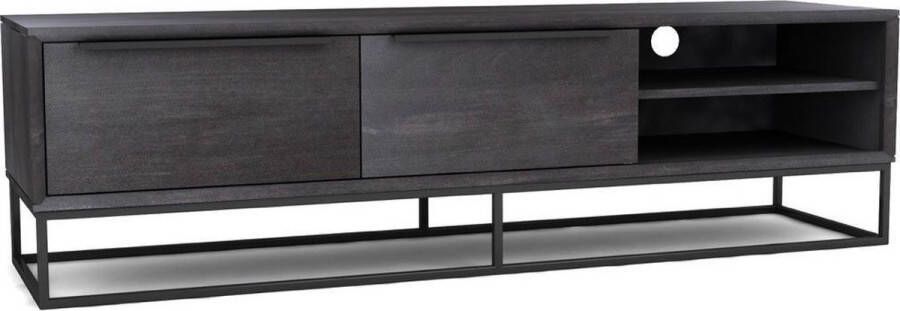 BELFURN Toulon tv meubel 150 cm zwart gelakt mangohout op metalen kader