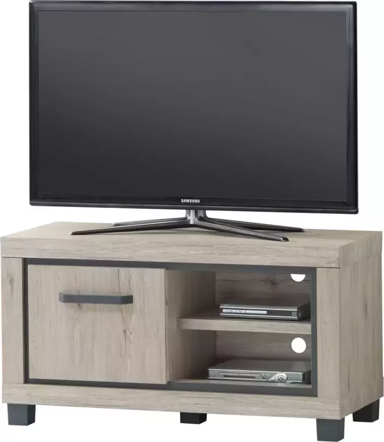 BELFURN Tv-meubel 110cm Elodie in licht eiken decor met grijze omlijning