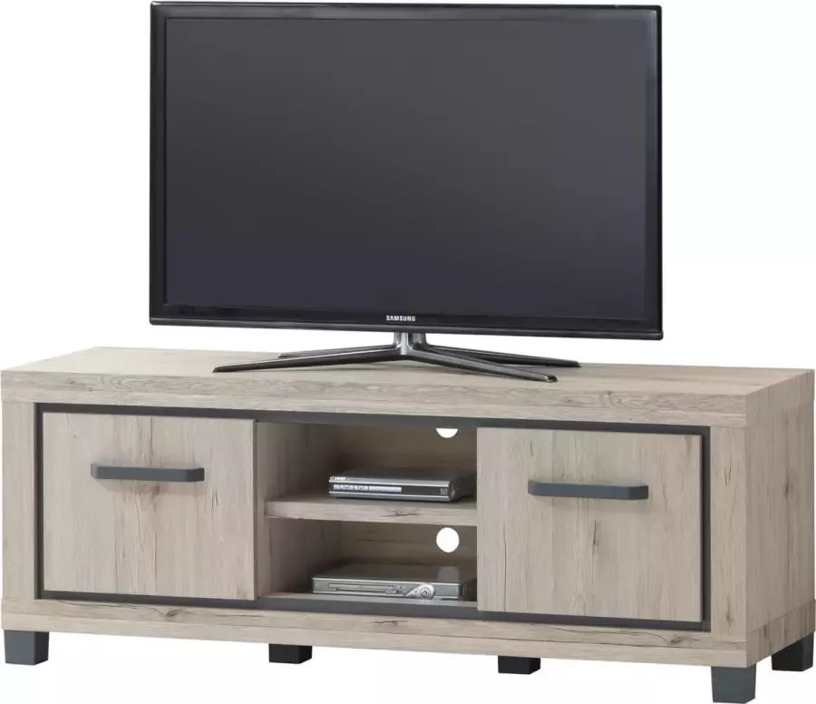 BELFURN Tv-meubel 155cm Elodie in licht eiken decor met grijze omlijning