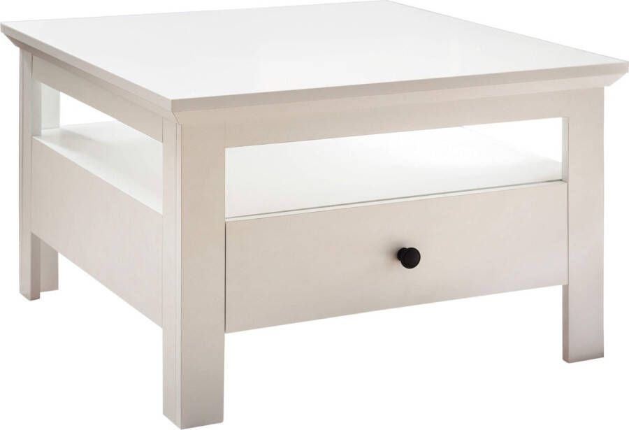 BELFURN Vierkante salontafel Boxter met 1 lade in witte melamine 70x70 cm