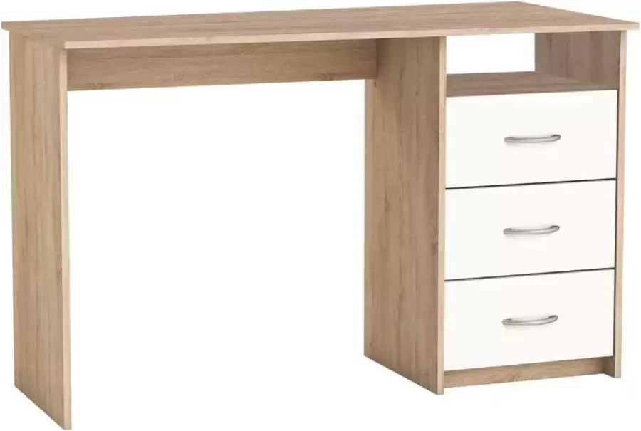 CBA EMOB Bureau Arieke-geborstelde eik wit Kantoor Wit; Bruin Melamine; Spaanplaat Kantoor Op voorraad