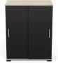 BELFURNDEM Belfurn Izzy zwart-bruin opbergkast legplanken met 2 schuifdeuren 80x104cm - Thumbnail 2