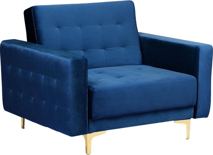 Beliani ABERDEEN Chesterfield fauteuil Blauw Fluweel - Foto 1