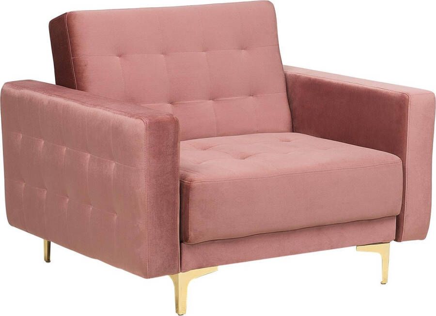 Beliani ABERDEEN Chesterfield fauteuil Roze Fluweel - Foto 1