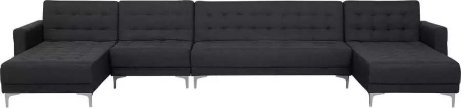 Beliani ABERDEEN Bank U-vormig Grafietgrijs 6 persoons Polyester