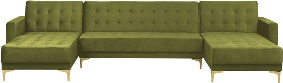 Beliani -ABERDEEN-Bank U-vormig-Olijfgroen-5 persoons-Universeel-Fluweel