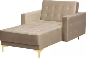 Beliani ABERDEEN Chaise Longue Beige Fluweel