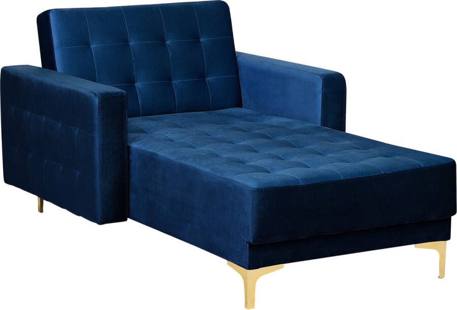 Beliani -ABERDEEN-Chaise longue-Marineblauw-Symmetrisch-Fluweel - Foto 2