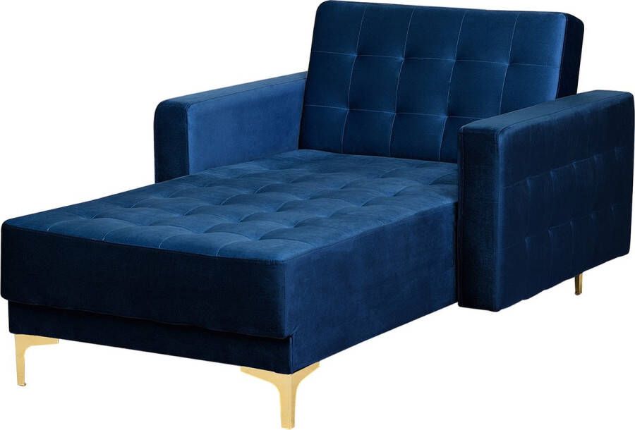 Beliani -ABERDEEN-Chaise longue-Marineblauw-Symmetrisch-Fluweel - Foto 1