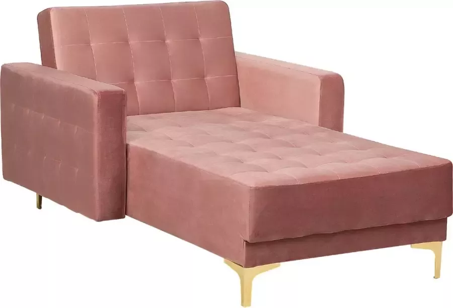 Beliani ABERDEEN Chaise longue Roze Symmetrisch Fluweel - Foto 1