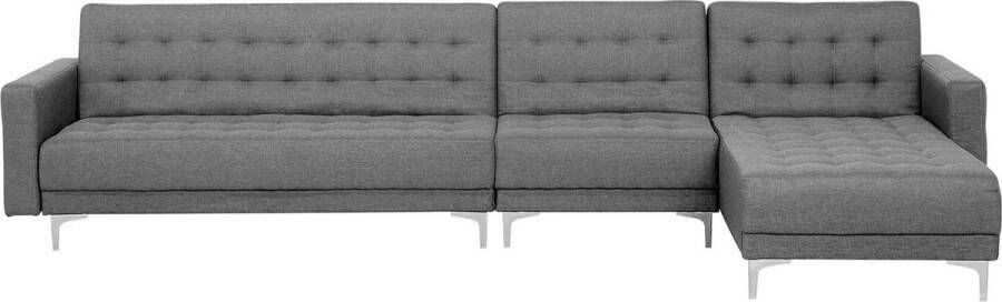 Beliani ABERDEEN Hoekslaapbank Lichtgrijs Links 347 cm Polyester