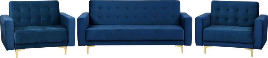 Beliani ABERDEEN Living Room Set Blauw Fluweel