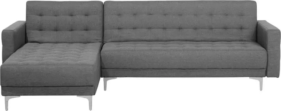 Beliani ABERDEEN Hoekslaapbank Lichtgrijs Rechts 267 cm Polyester