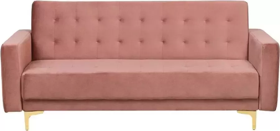 Beliani ABERDEEN Three Seater Sofa Roze Fluweel - Foto 1