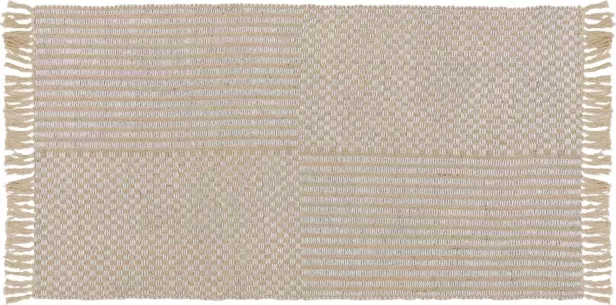 Beliani ADABAG Laagpolig vloerkleed Beige 80 x 150 cm Katoen - Foto 3