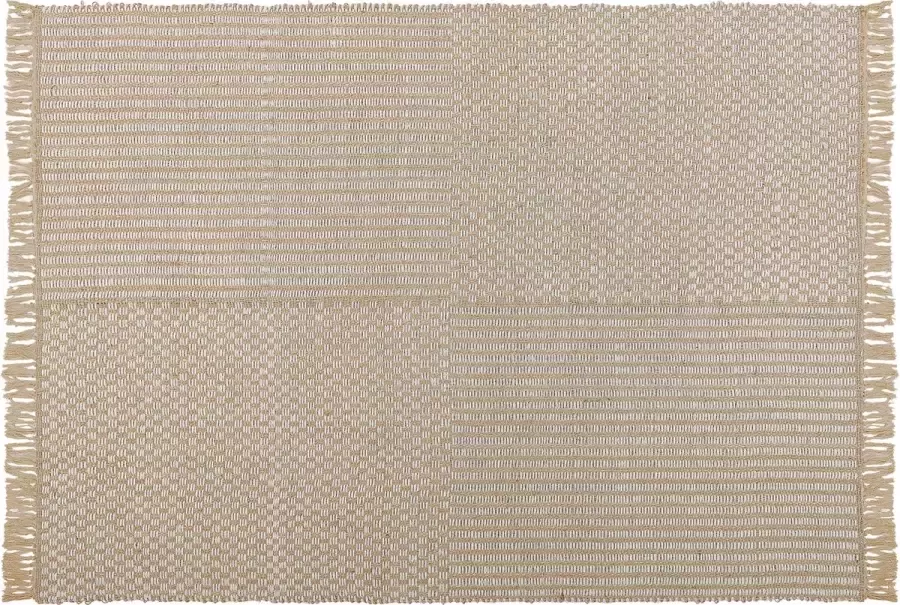 Beliani ADABAG Laagpolig vloerkleed Beige 140 x 200 cm Katoen - Foto 3