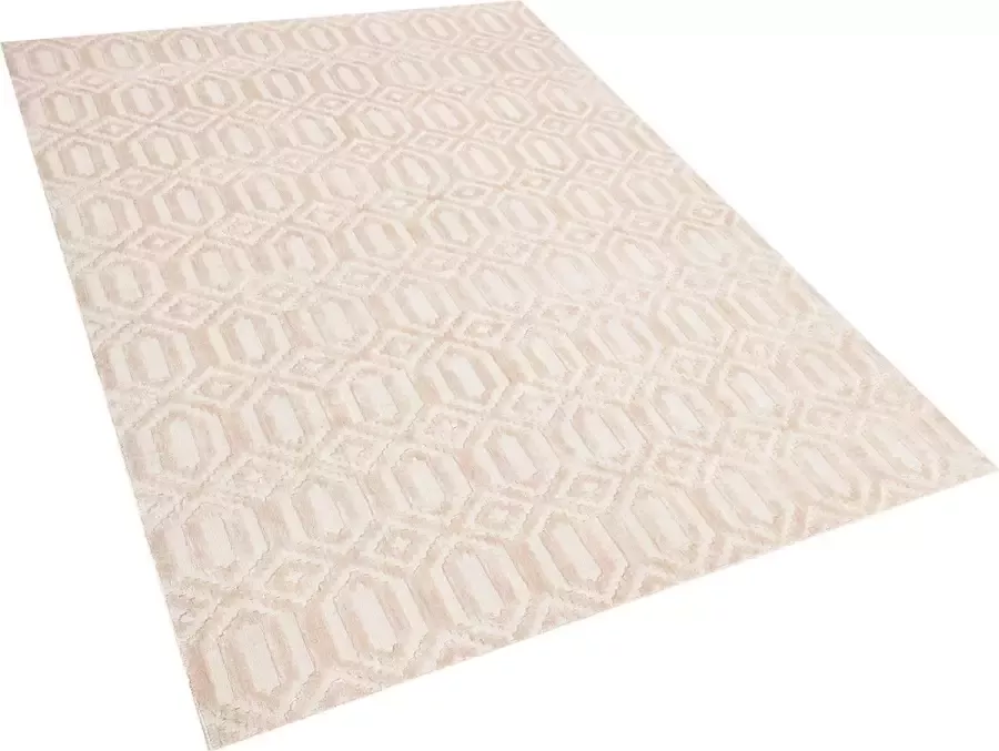 Beliani ADATEPE Laagpolig vloerkleed Beige 160 x 230 cm Viscose
