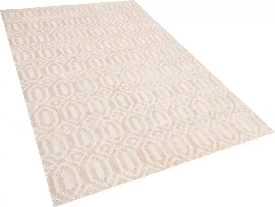 Beliani ADATEPE Laagpolig vloerkleed Beige 140 x 200 cm Viscose