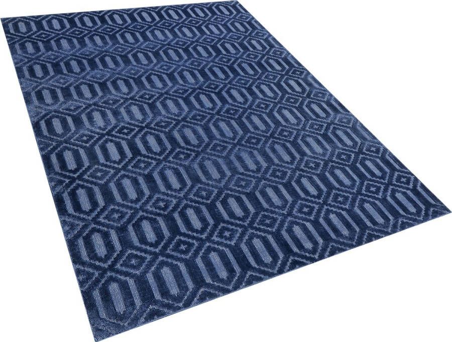 Beliani ADATEPE Laagpolig vloerkleed Blauw 140 x 200 cm Viscose