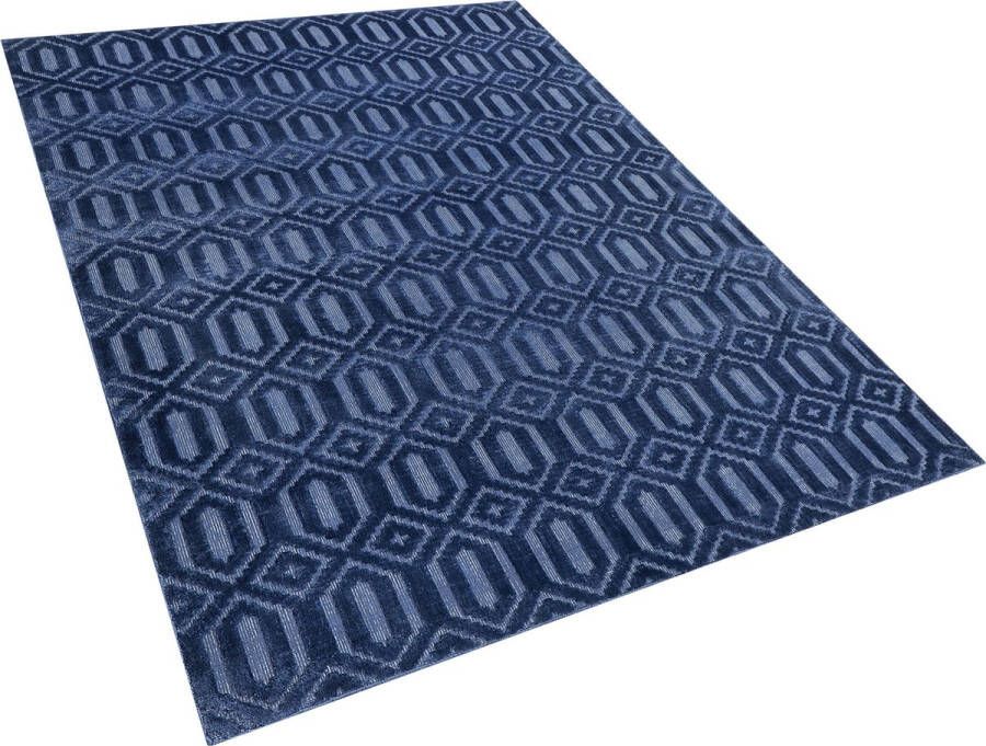 Beliani ADATEPE Laagpolig vloerkleed Blauw 160 x 230 cm Viscose