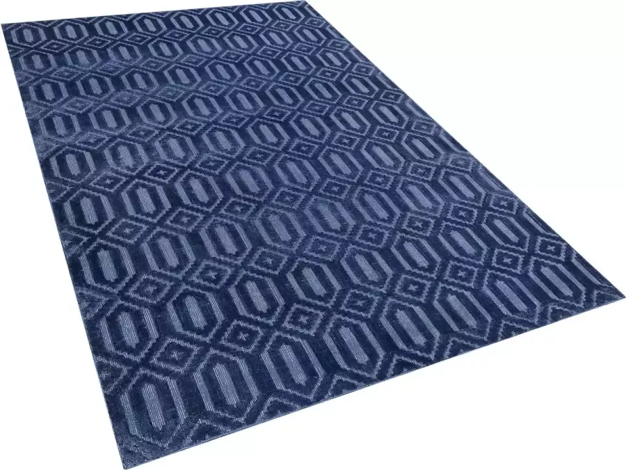 Beliani ADATEPE Laagpolig vloerkleed Marineblauw 140 x 200 cm Viscose