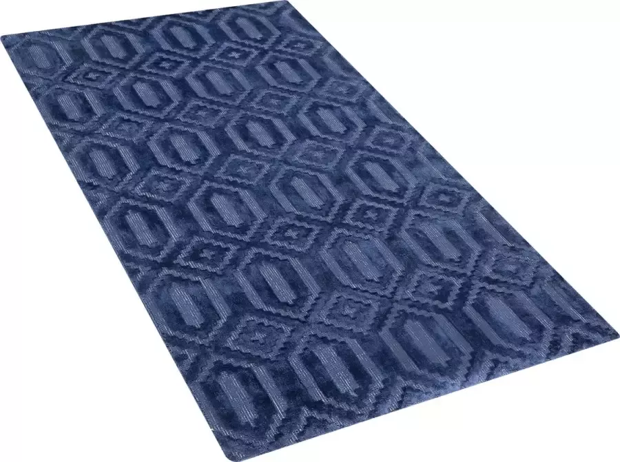 Beliani ADATEPE Laagpolig vloerkleed Marineblauw 80 x 150 cm Viscose