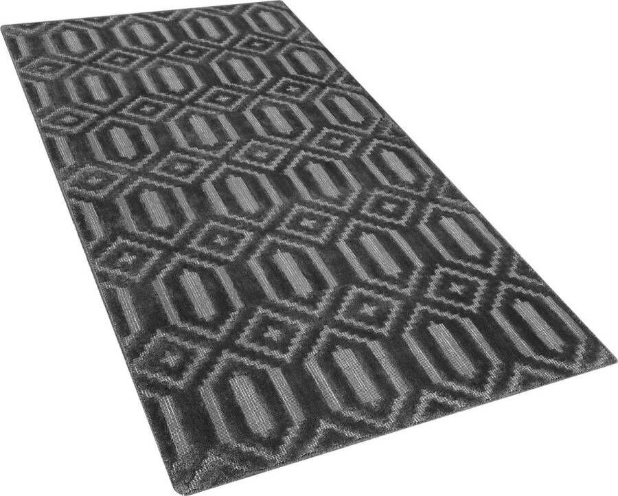 Beliani ADATEPE Laagpolig vloerkleed Donkergrijs 80 x 150 cm Viscose