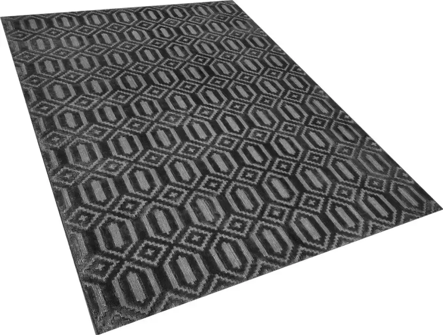 Beliani ADATEPE Laagpolig vloerkleed Donkergrijs 160 x 230 cm Viscose