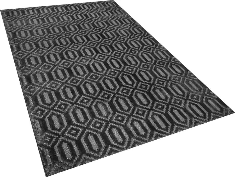 Beliani ADATEPE Laagpolig vloerkleed Donkergrijs 140 x 200 cm Viscose