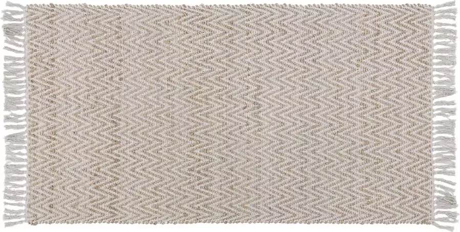 Beliani AFRIN Laagpolig vloerkleed Beige 80 x 150 cm Katoen - Foto 2