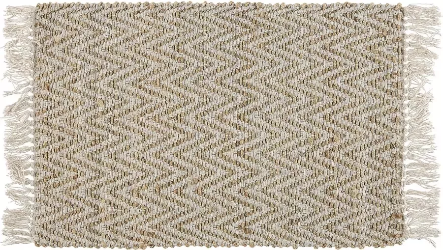 Beliani AFRIN Laagpolig vloerkleed Beige 50 x 80 cm Katoen