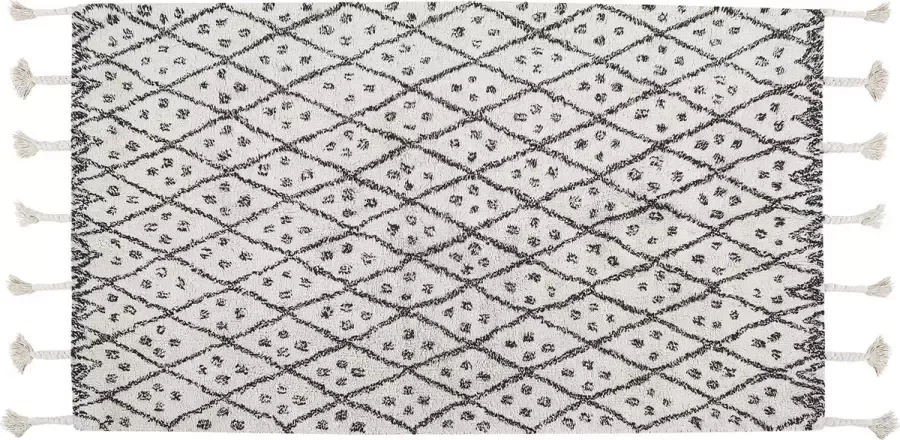 Beliani AGADIR Laagpolig vloerkleed Wit 80 x 150 cm Katoen - Foto 2